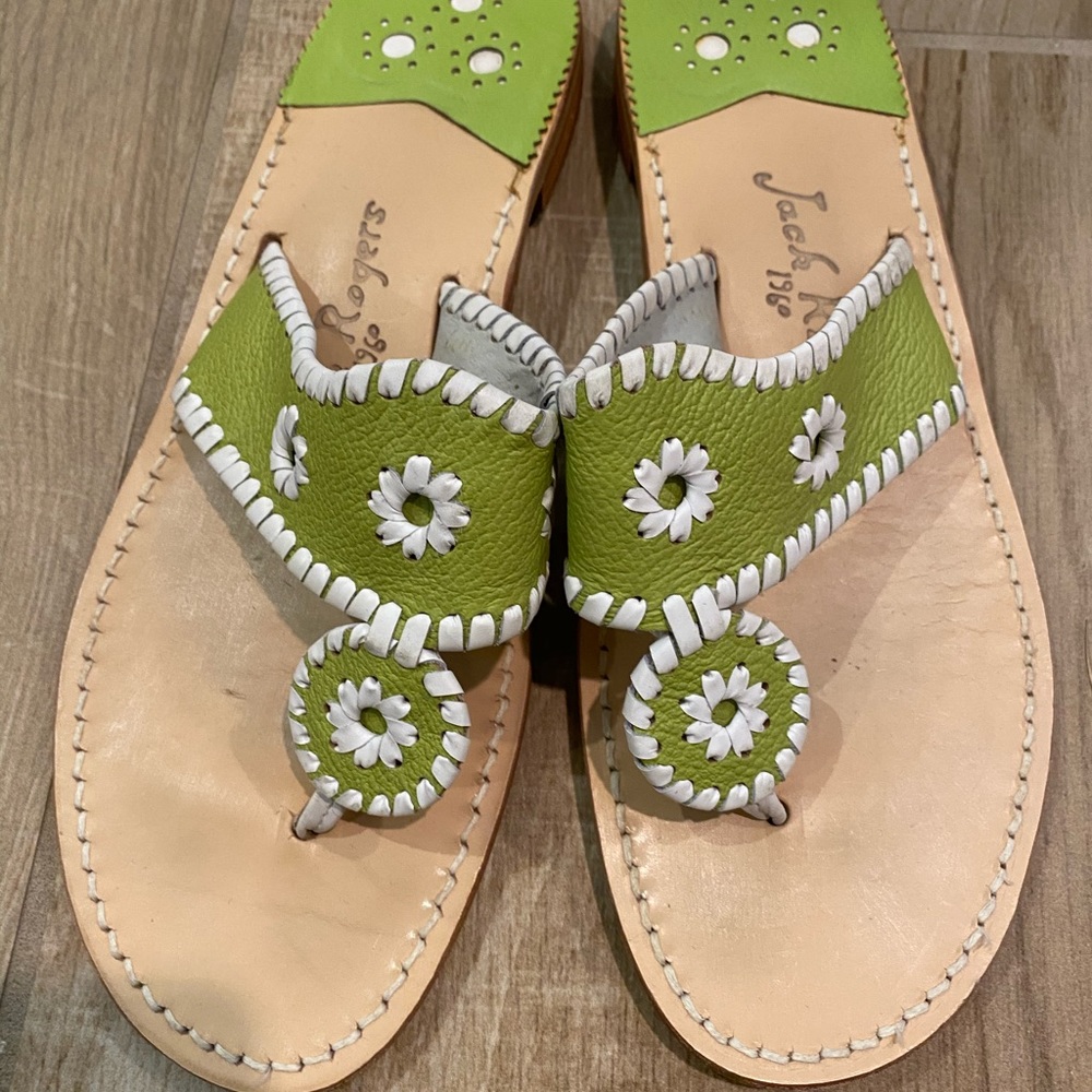 Jack Rogers Lime Green Sandals Flip Flops Size 12-(size is no where on the shoe)